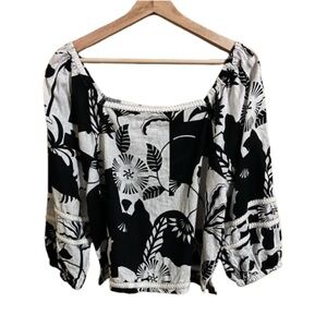 Nicole Miller New York Linen Blouse Casual Lagenlook Breathable Spring Size L